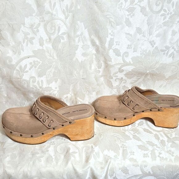 Hokus Pokus Tan Beige Platform Wooden  Clogs - Picture 2 of 10